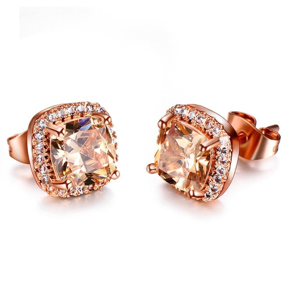 Cinderella's Closet Jewelry - Rose Gold Plated Morganite Stud Earrings